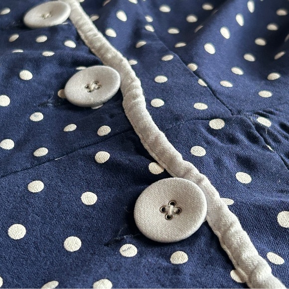Unique Vintage 1950s Retro Plus Size Polkadot Button Blue Swing Dress, 3X / 20 - Picture 7 of 11